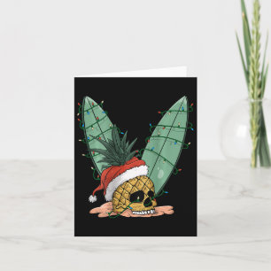 Pineapple Skull Christmas In July Santa Hat For Su Card
