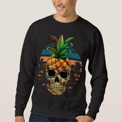 Pineapple Skull Funny Halloween Summer Fruit Ret Sweatshirt