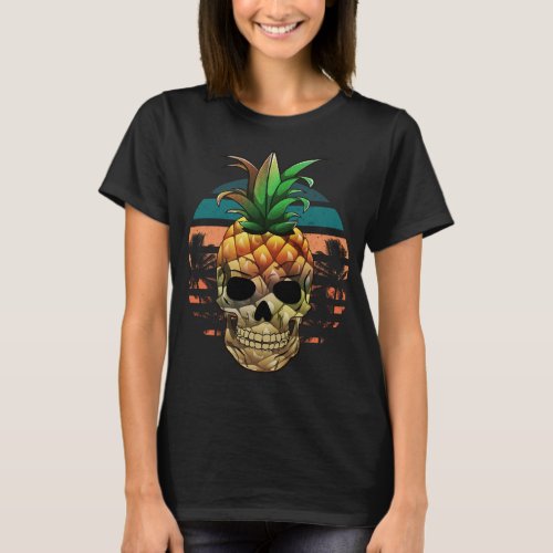 Pineapple Skull Funny Halloween Summer Fruit Ret T_Shirt