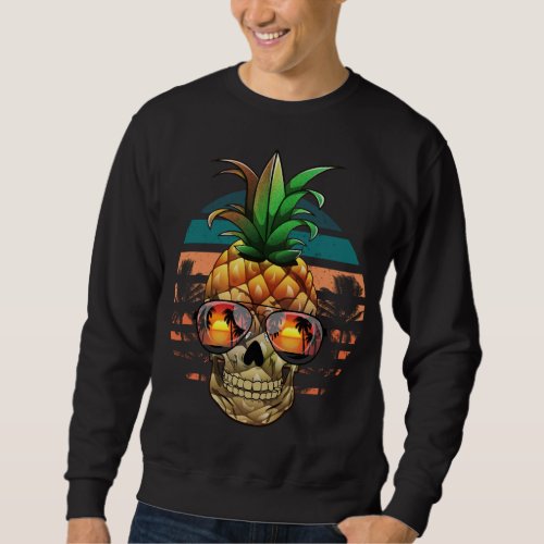 Pineapple Skull Funny Halloween Summer Fruit Sun Sweatshirt