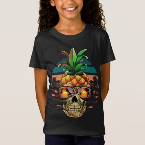Pineapple Skull Funny Halloween Summer Fruit Sun T_Shirt