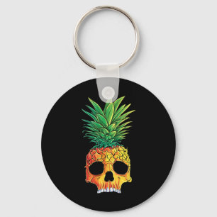 Pineapple Skull T Shirt Aloha Beaches Hawaiian Haw Keychain