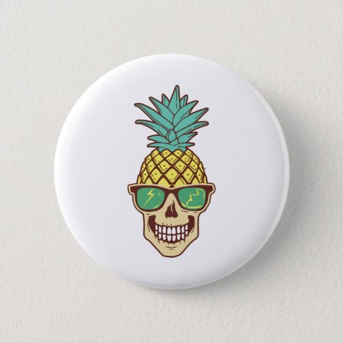 Pineapple skull with sunglasses button
