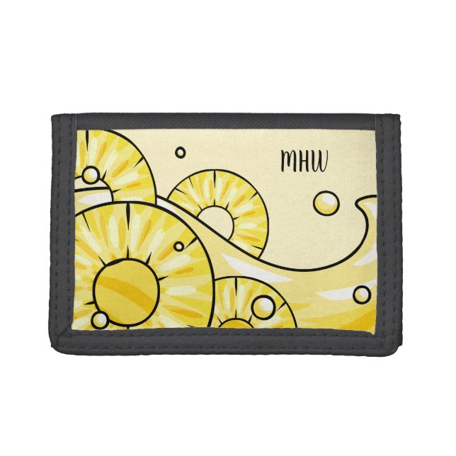 Pineapple Splash custom monogram wallets (Front)