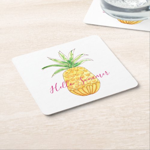Pineapple Square Paper Coaster