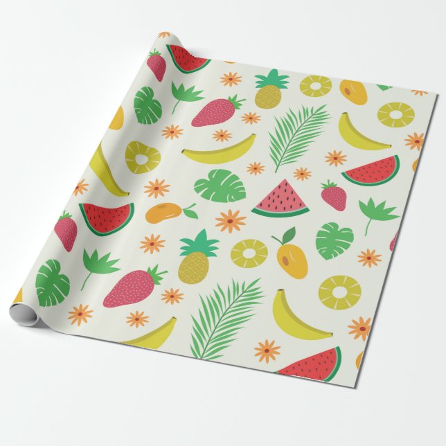 Pineapple strawberry  banana watermelon Fruits  Wrapping Paper (Unrolled)