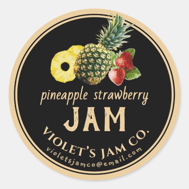 Pineapple Strawberry Jam Label (Front)