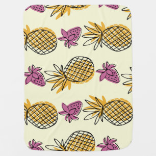 Pineapple, strawberry vintage textile design. baby blanket