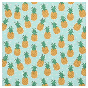 Pineapple Summer Aqua Polka Dot Fabric