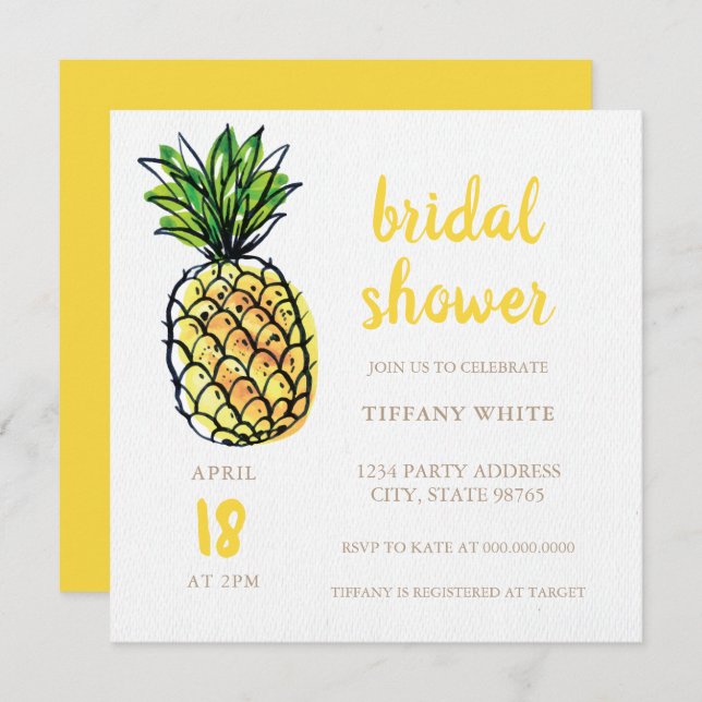 Pineapple Summer Bridal Shower Invitation (Front/Back)