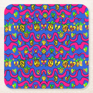 Pineapple Summer fun iPad Mini Cover Card Holder H Square Paper Coaster