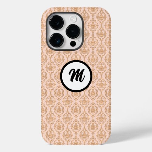 Pineapple Summer Monogram Initial Elegant Orange  Case_Mate iPhone 14 Pro Case