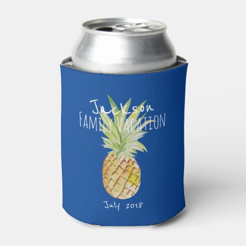 Pineapple Summer Vacation Personalized Family Can Cooler