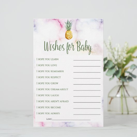 Pineapple Summer Wishes for Baby Baby Shower Game (Standing Front)