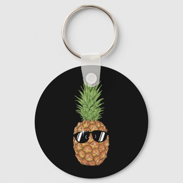 Pineapple Sunglasses Aloha Beaches Keychain (Front)