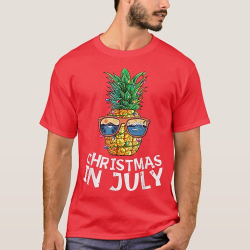 Pineapple Sunglasses Christmas In July Summer Xmas T_Shirt