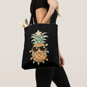 Pineapple Sunglasses Christmas Lights Xmas Holiday Tote Bag