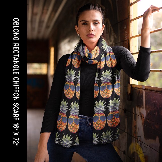 Pineapple Sunglasses Pattern Kawaii Foodies Black Scarf (Pineapple Sunglasses Pattern Kawaii Foodies Black Scarf)