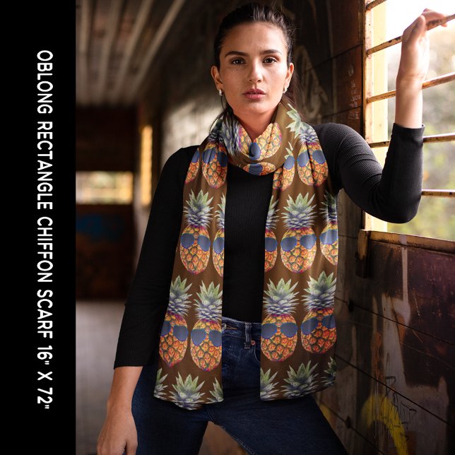 Pineapple Sunglasses Pattern Kawaii Foodies Brown Scarf (Pineapple Sunglasses Pattern Kawaii Foodies Brown Scarf)