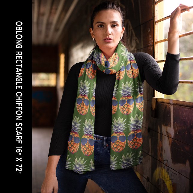 Pineapple Sunglasses Pattern Kawaii Foodies Green Scarf (Pineapple Sunglasses Pattern Kawaii Foodies Green Scarf)