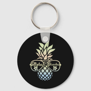 Pineapple Sungles Funny Aloha Beaches Hawaiian Haw Keychain