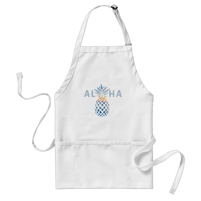 Pineapple Sunset and Blue Ocean Waves Aloha Adult Apron (Front)