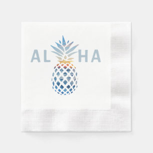 Pineapple Sunset and Blue Ocean Waves Napkins