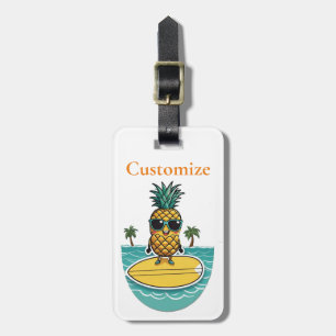 Pineapple Surfer Rides A Wave Thunder_Cove Luggage Tag