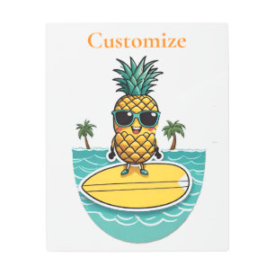 Pineapple Surfer Rides A Wave Thunder_Cove Metal Print
