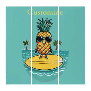 Pineapple Surfer Rides A Wave Thunder_Cove Triptych