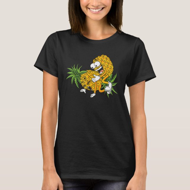 Pineapple Swinger Couple   Upside Down Swinging Li T-Shirt (Front)