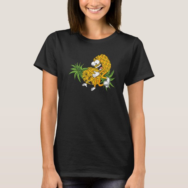 Pineapple Swinger Couple  Upside Down Swinging Lif T-Shirt (Front)