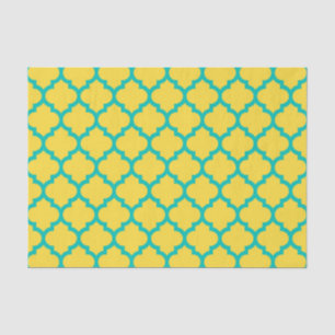 Pineapple Teal Moroccan Quatrefoil Pattern #5 Tissue Paper