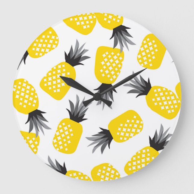 Pineapple Texture, Vintage Summer Pattern. Large Clock (Front)