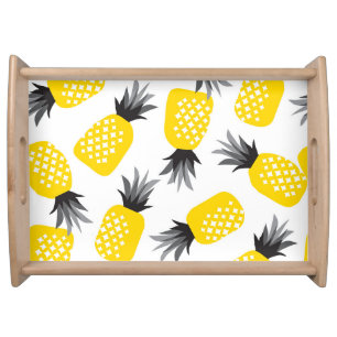 Pineapple Texture, Vintage Summer Pattern. Serving Tray