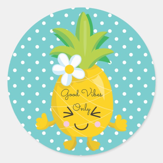 Pineapple Themed Good Vibes Only Sticker (Front)