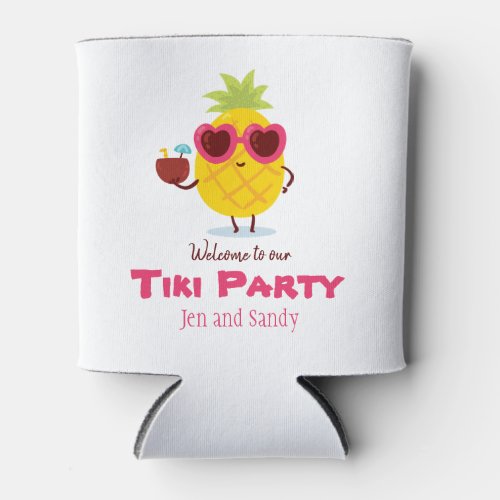 Pineapple Tiki Party Favor Can Cooler Luau 