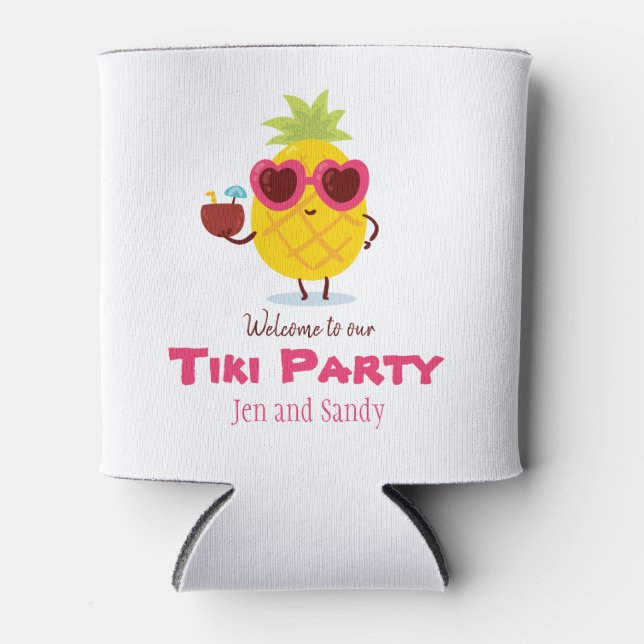Pineapple Tiki Party Favor Can Cooler Luau  (Front)