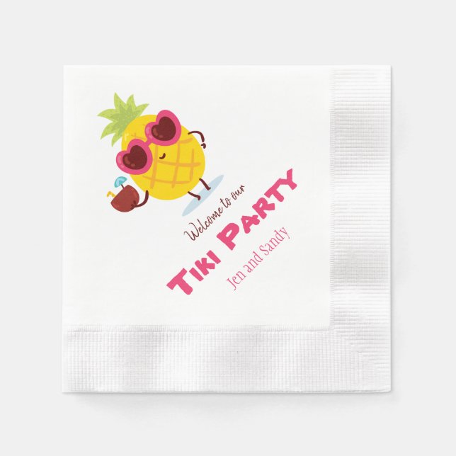 Pineapple Tiki Party Personalized Napkins Luau (Front)
