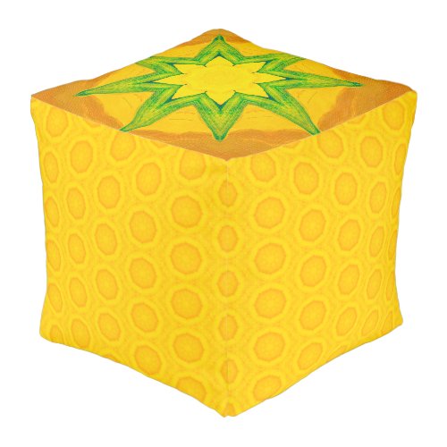 Pineapple Top Bright Yellow Cheerful Pop Art Pouf