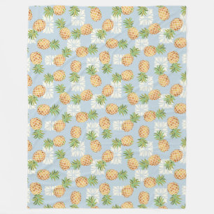 Pineapple Toss Soft Blue Fleece Blanket