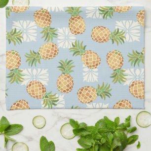 Pineapple Toss Soft Blue Kitchen Towel