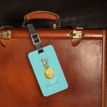 Pineapple Trendy Summer Monogram Luggage Luggage Tag<br><div class="desc">This design was created though digital art. It may be personalized in the area provide or customizing by choosing the click to customize further option and changing the name, initials or words. You may also change the text color and style or delete the text for an image only design. Contact...</div>