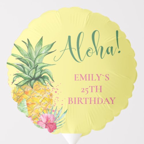 Pineapple Tropical Aloha Party Hawaii Birthday Balloon