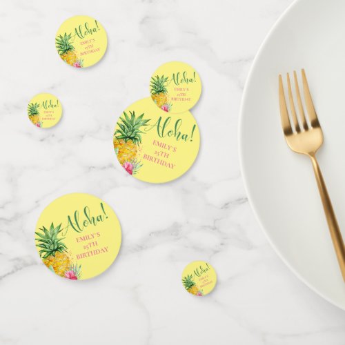 Pineapple Tropical Aloha Party Hawaii Birthday Confetti