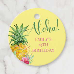 Pineapple Tropical Aloha Party Hawaii Birthday Favor Tags