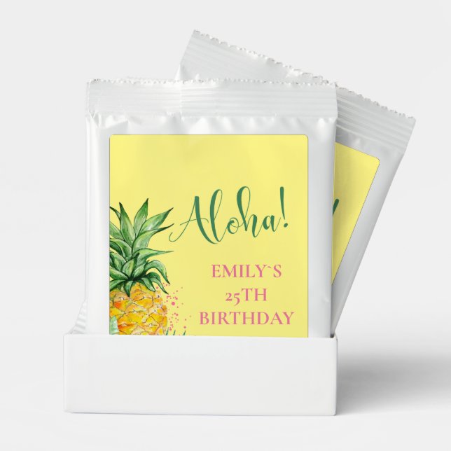 Pineapple Tropical Aloha Party Hawaii Birthday Hot Chocolate Drink Mix (Pair)