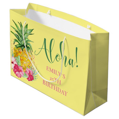 Pineapple Tropical Aloha Party Hawaii Birthday Large Gift Bag
