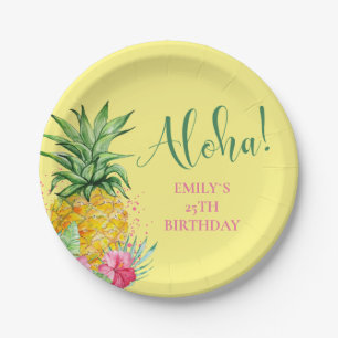 Pineapple Tropical Aloha Party Hawaii Birthday Paper Plates