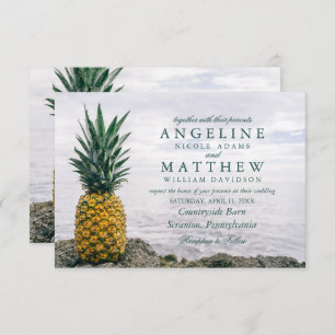 Pineapple Tropical Beach Destination Wedding Card